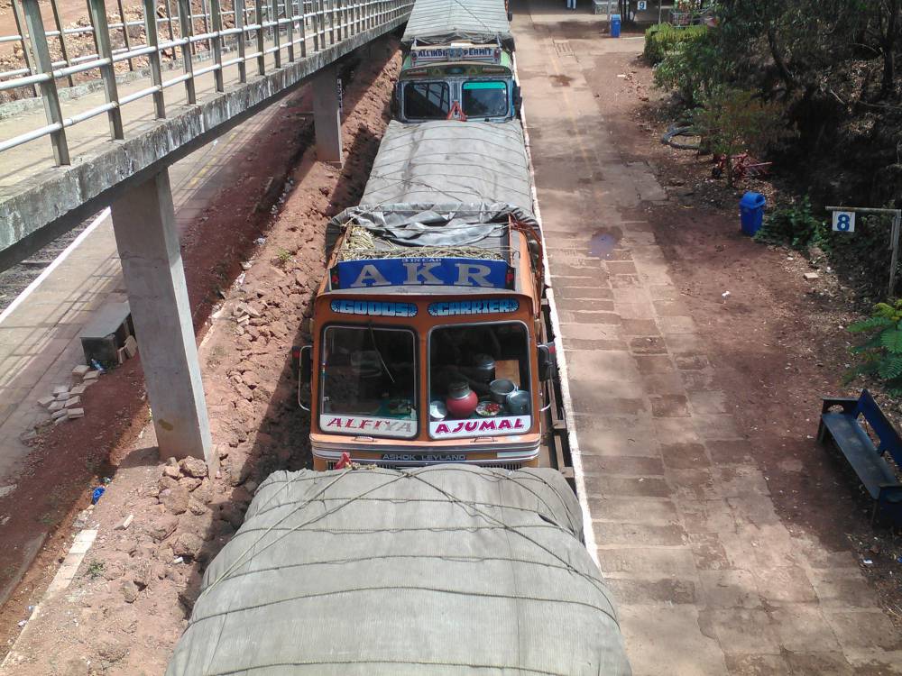 Trucker cooking lunch